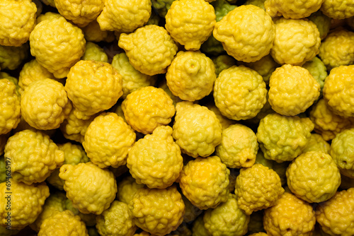The texture of a ripe yellow kaffir lime