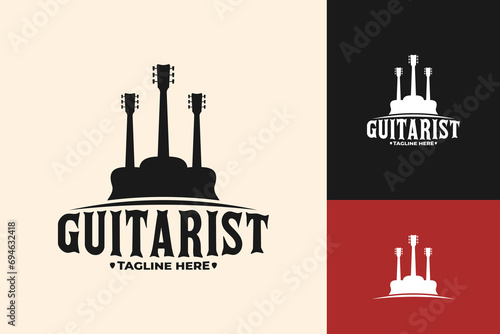 Guitar Musician Jazz Popo vector logo design