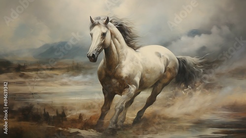 Horse vintage oil painting