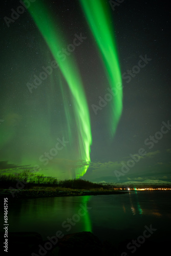 Zorza polarna na obrzeżach Tromso, Norwegia