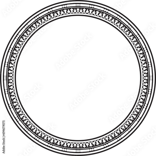 Vector round monochrome seamless classical byzantine ornament. Infinite circle, border, frame Ancient Greece, Eastern Roman Empire. Decoration of the Russian Orthodox Church..
