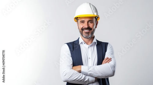 portrait of a happy smiling male worker or builder