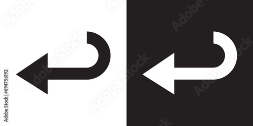 Directional arrow icon vector. Turn icon sign symbol in trendy flat style. Arrow left vector icon illustration isolated on white and black background
