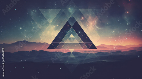 illustration representing a space landscape and pyramids - grain on the image