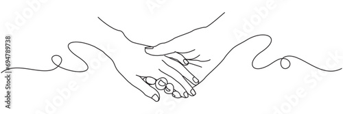 illustration hand in hand with line art style of vector 