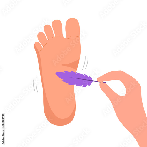 Feather foot tickle in flat design on white background.