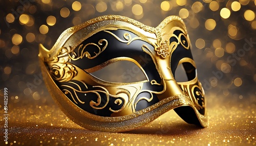 Złoto-czarne karnawałowe tło z maską