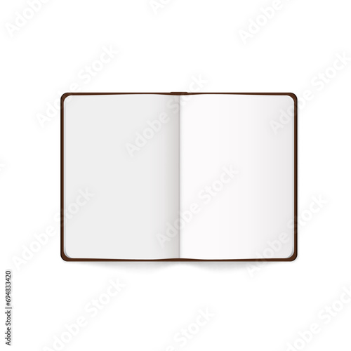 Blank Open Notepad Isolated On White Background