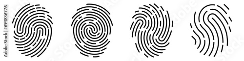 Set of vector fingerprints of different types. Personal identification. Fingerprints in black on an isolated background. Stock illustration EPS 10