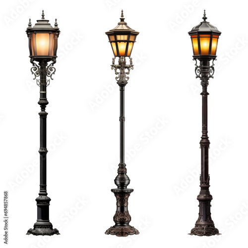 metal streetlight old lantern romantic illumination Transparent Background