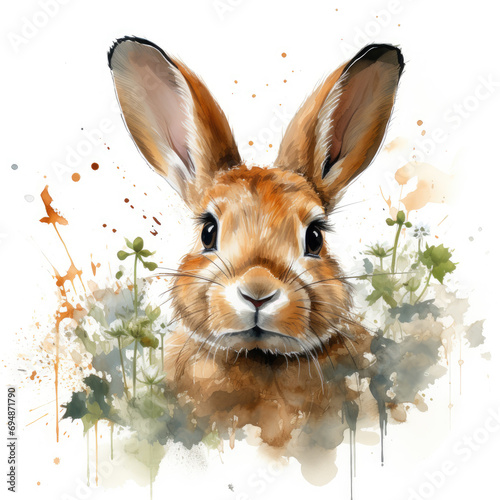 watercolor Rabbit clipart, Generative Ai