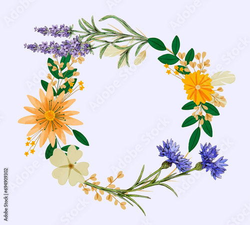 illustration de plantes et fleurs graphiques en bandeau pour faire-part de mariage ou évenement