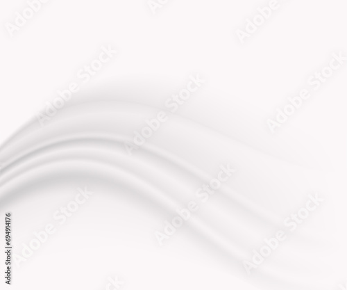 Abstract white background with gray gradient, white fabric streaks, white wrinkled fabric traces. Vector illustration.