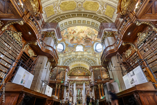 Austrian national baroque library state hall. Vienna famous cultural landmark