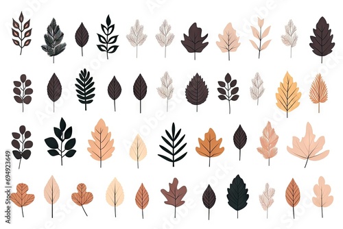 Autumn Leaves Silhouettes, Foliage Silhouette Isolated, Fall Tree Leaf Shapes With Maple, Oak, Birch and Other