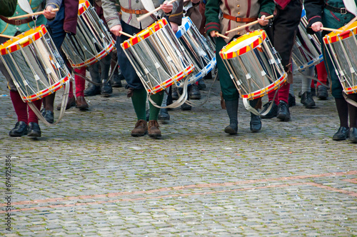 Geneva, Switzerland, Europe - Escalade - patriotic ceremony on December 11th and 12th, celebrating victory over French army in December 1602, parade with drums in medieval costumes