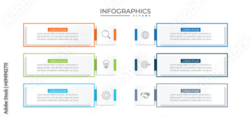 Timeline infographic design element and number options. Business concept with 6 steps.