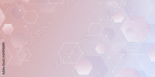 Modern futuristic background of the scientific hexagonal pattern. Abstract pink and purple gradient background. Vector abstract graphic design banner pattern background template science concept..