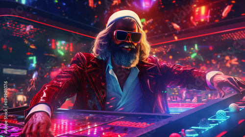 Santa clause playing Disco at the Christmas Night