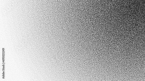 Black Noise Stipple Dots Halftone Gradient Vector Radial Texture Isolate On White Background. Hand Drawn Dot Work Abstraction Grungy Grainy Texture. Pointillism Art Dotted Graphic Grunge Illustration