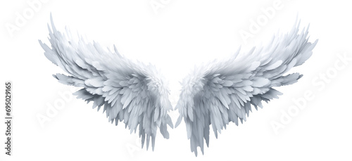 White fantasy feather wings - pair of white angelical wings - isolated transparent PNG background - white wing