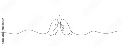 One continuous line drawing of anatomical human lungs organ. Dynamic medical internal anatomy concept. Single line draw graphic design vector illustration