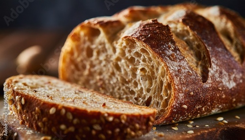 Fresh homebaked artisan sourdough slice bread
