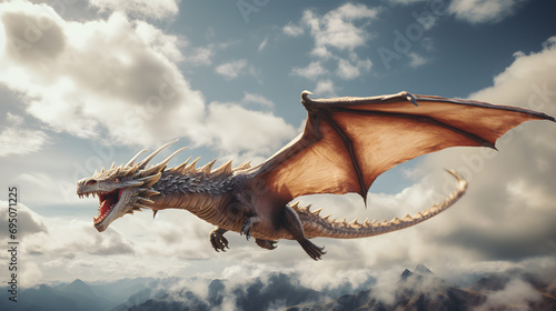 Fantasy dragon flying through the air, dragon fly, flying, air dragon