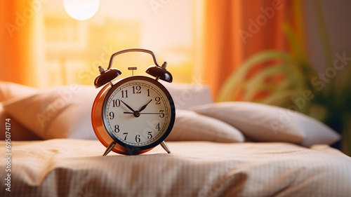 alarm clock and sun flare on the window. 3 d rendering