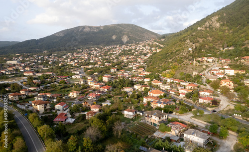 Drone scenery of traditional town of Konitsa in , Epirus, Ioannina region Greece.