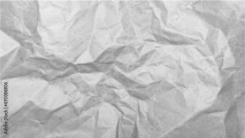 Trendy halftone texture of crumpled paper. vector retro overlay