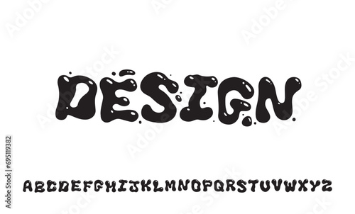 Vector Hand Drawn Alphabet. Trendy Liquid and Groovy Letters. Decorative Artistic Font. Y2K Letters Style.
