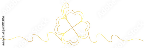 Illustration of a golden clover line art for ST. Patrick Day of vector