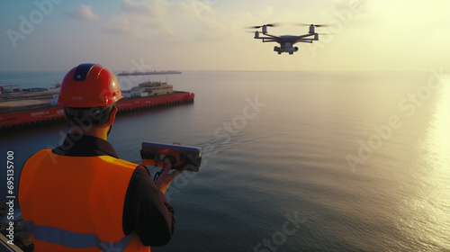 Operator flying the drone for the inspection at the site.