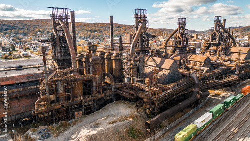 View of Bethlehem Steel steelmaking manufacturing plant in Pennsylvania