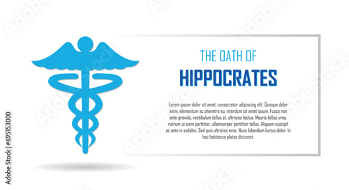 Medicine and Healthcare banner with, Hippocratic symbol, Caduceus, A logo that mostly used in the medical field, copy space for text