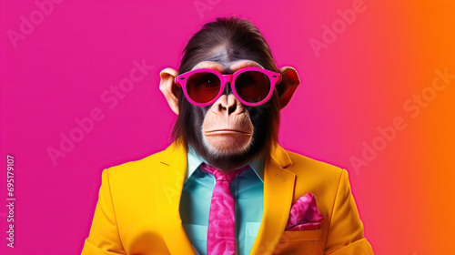 monkey wearing suit and sunglasses 