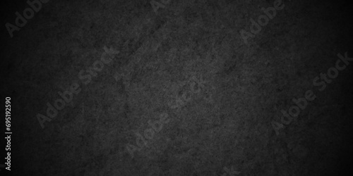 Dark black grunge textured concrete old blackboard and chalkboard rough background. Panorama dark grey black slate background or texture. Vector black concrete texture. Stone wall background.