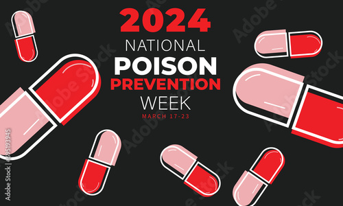 National Poison prevention week. background, banner, card, poster, template. Vector illustration.