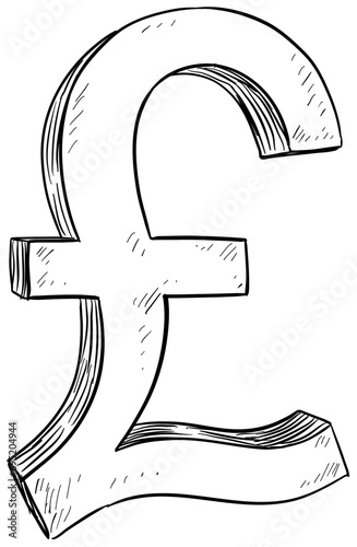 pound sterling currency icon handdrawn illustration