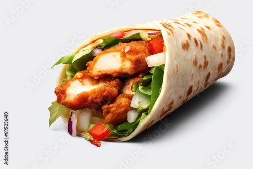 A delicious burrito filled with a combination of meat and vegetables. Perfect for a quick and satisfying meal
