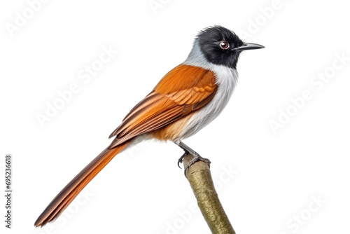 Winged Elegance The Seychelles Paradise Flycatcher in Focus Isolated On Transparent Background
