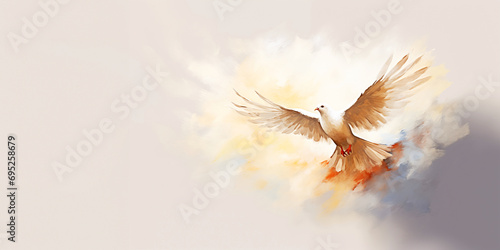 Dove of peace. Vector illustration of a flying dove isolated on neutral background.