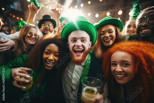Young people have fun on st Patricks day party