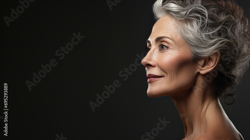 Profile of middle aged beautiful woman model