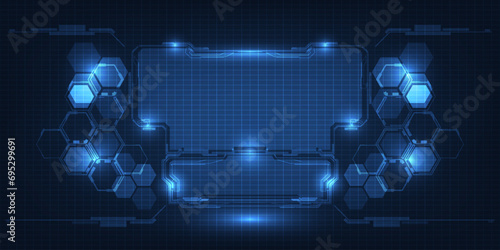 vector illustration of futuristic screen panel or window.Digital hi tech digital interface background.Design for game graphic and advertising artwork.