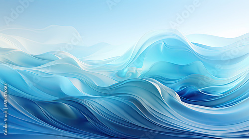 Abstract blue waves on a white background painting suitable for ocean-themed designs, coastal decor, textile prints, and digital backgrounds. Capturing the calming essence of the sea.