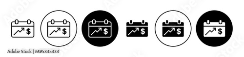 Revenue increase vector icon set. Revenue increase vector symbol. Cost rise sign. Profit margin increase vector icon suitable for apps and websites UI designs.