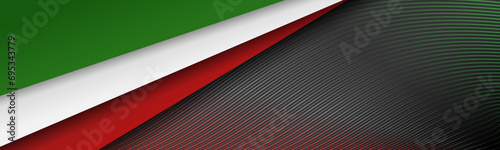 Green, white, red wave papercut black web background. Italian flag color banner, wallpaper for text
