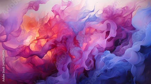 Close-up of liquid flames in an enchanting fusion of lilac and periwinkle colors, evoking a sense of tranquility in a surreal landscape